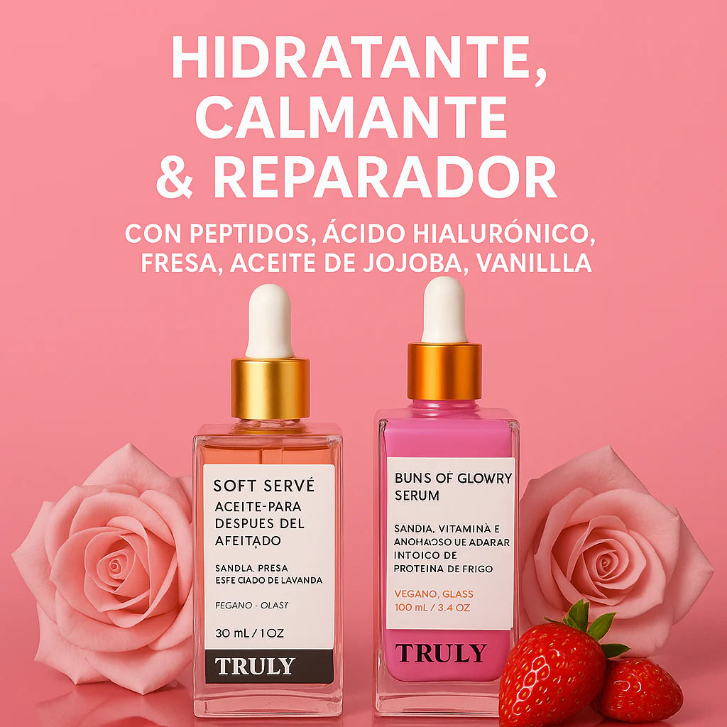 COMBO PARA TU FLOR 🌸ACEITE  TRULY SOFT SERVE  Y CREMA BUNS OF GLOWRY‼️